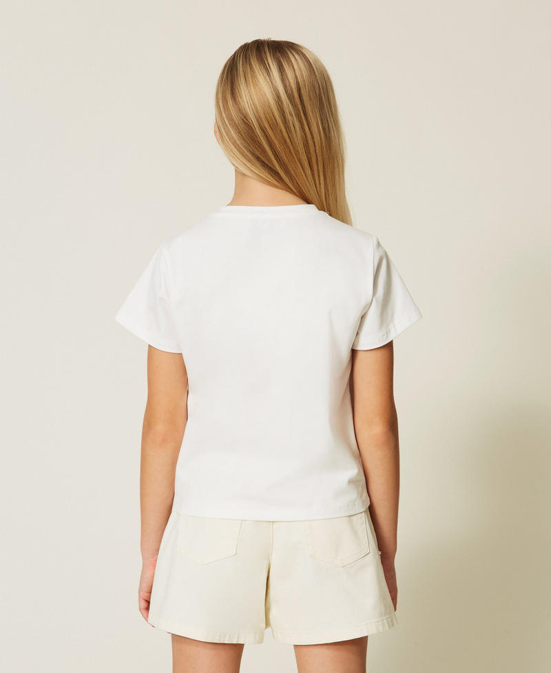 Regular fit T-shirt with embroidery Two-tone Off White/Dark Root Brown Girl 261GJ2251_13378_03