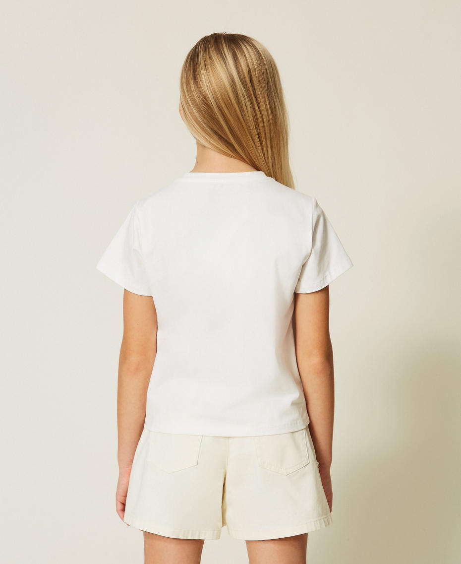 Regular fit T-shirt with embroidery Two-tone Off White/Dark Root Brown Girl 261GJ2251_13378_03