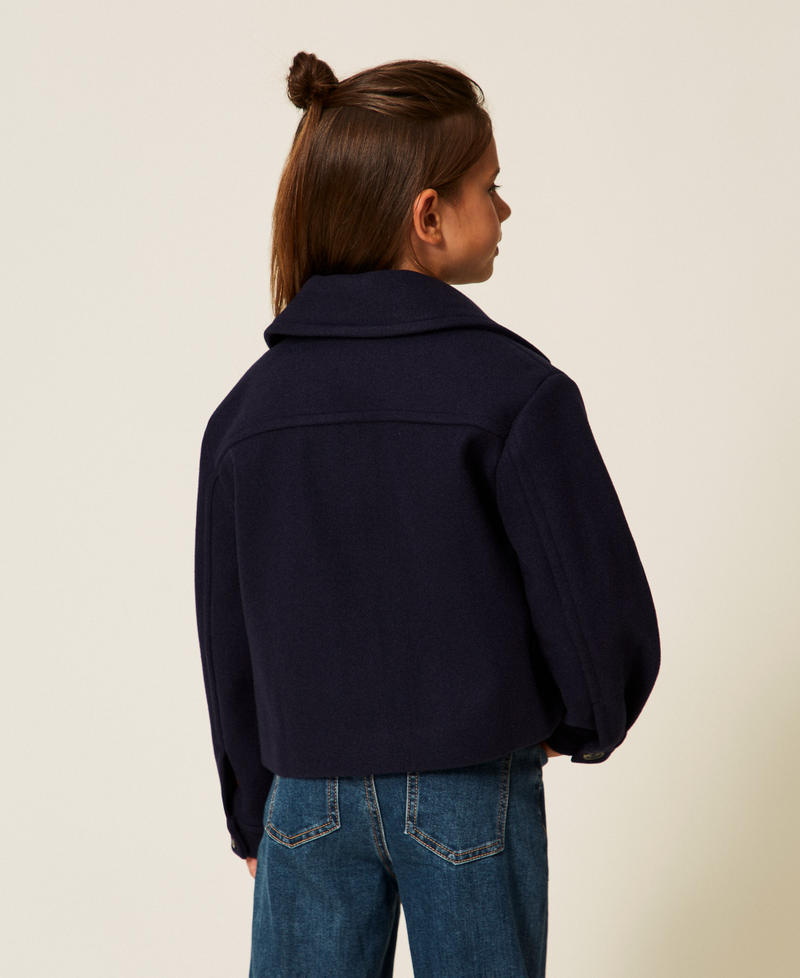Wool cloth caban jacket with zip Classic Blue Girl 252GJ2151_11956_03