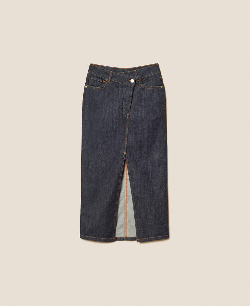 Denim midi skirt Rinsed Denim Woman 261AP2364_06295_S0