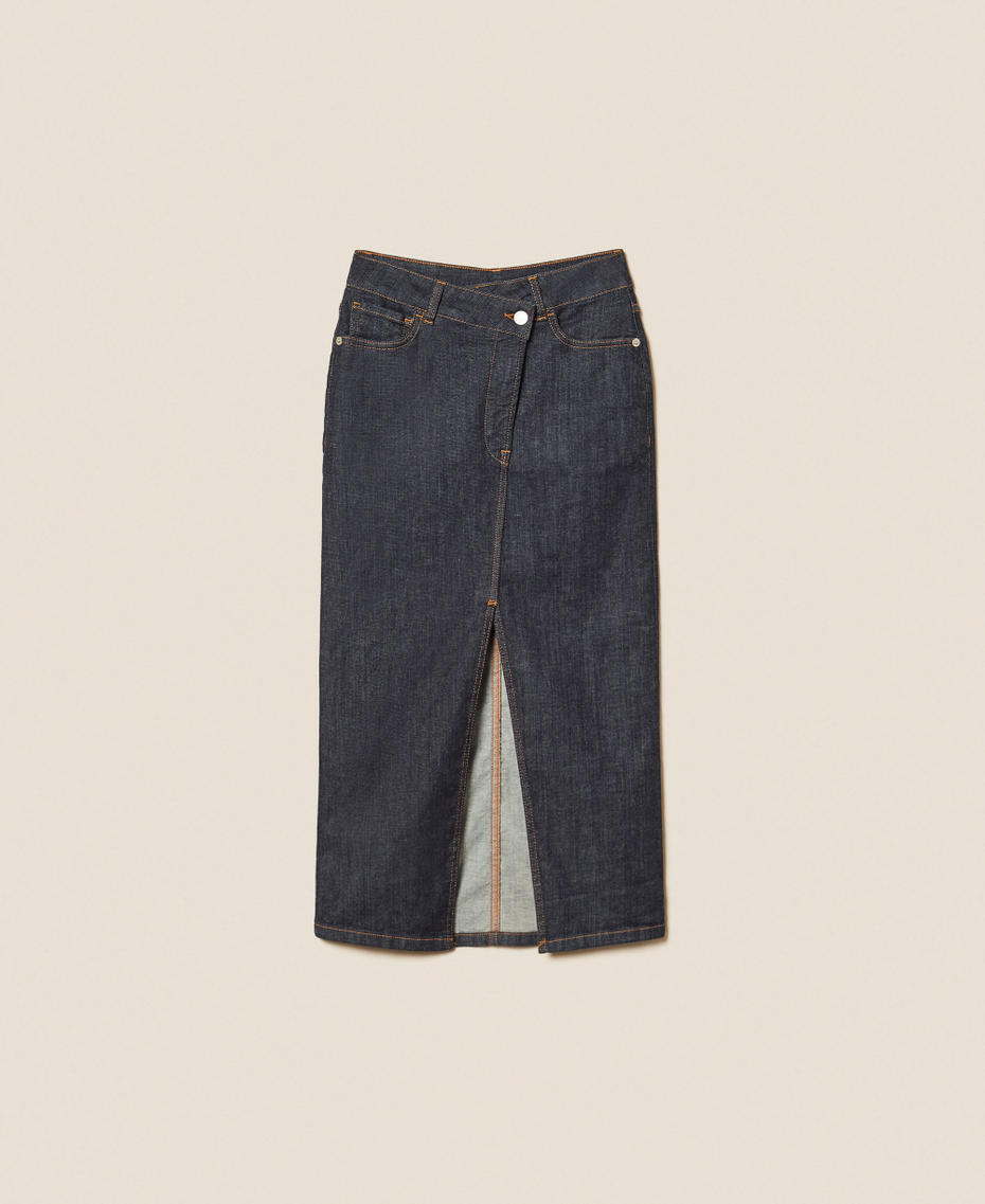 Denim midi skirt Rinsed Denim Woman 261AP2364_06295_S0
