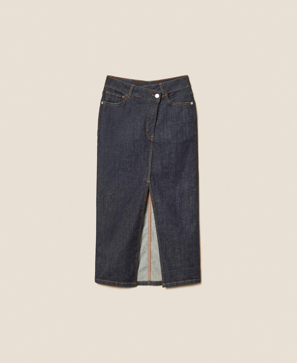 Jupe mi-longue en jean Denim Rinse Femme 261AP2364_06295_S0
