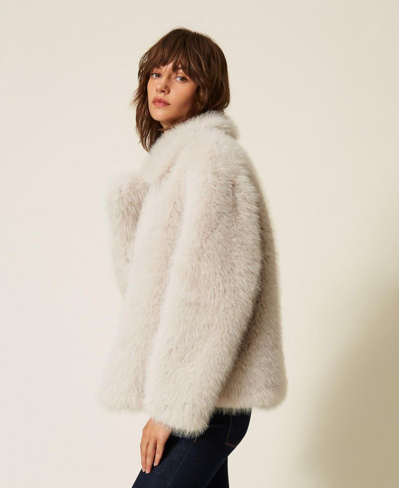 Short faux fur coat Soft Grey Woman 262AP2130_05710_03
