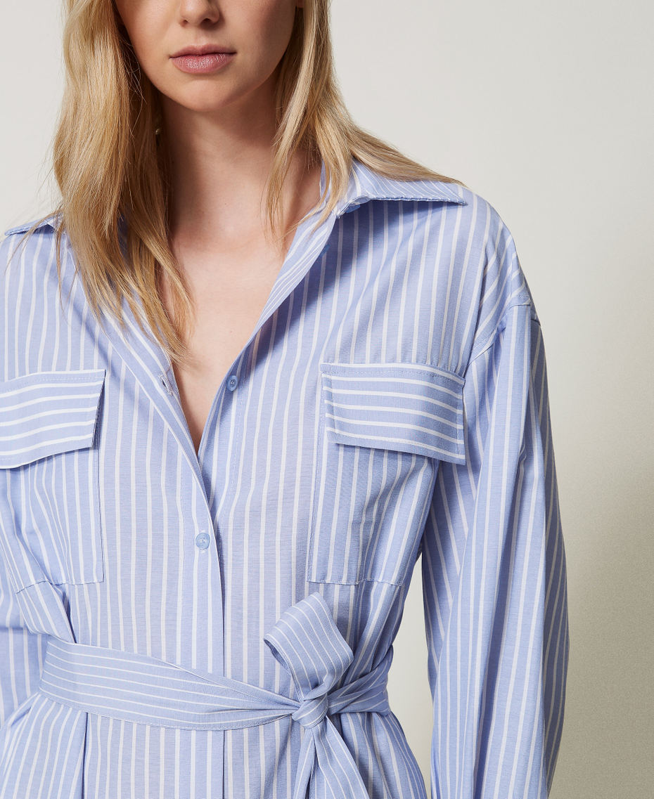 Striped midi dress with belt Mixed Stripes Woman 251TF2041_12505_04