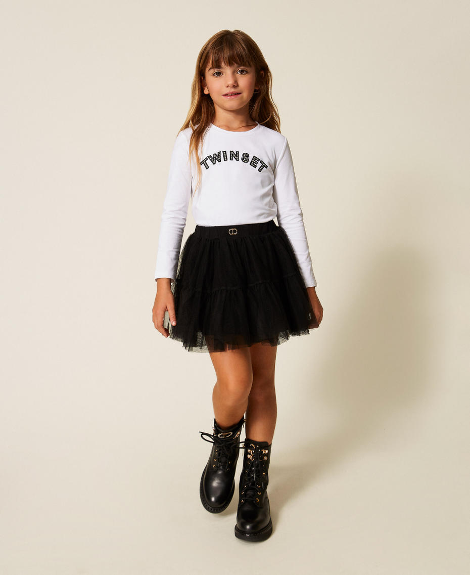 Girls' T-shirt with houndstooth pattern logo Off White Girl 252GB2261_00526_01