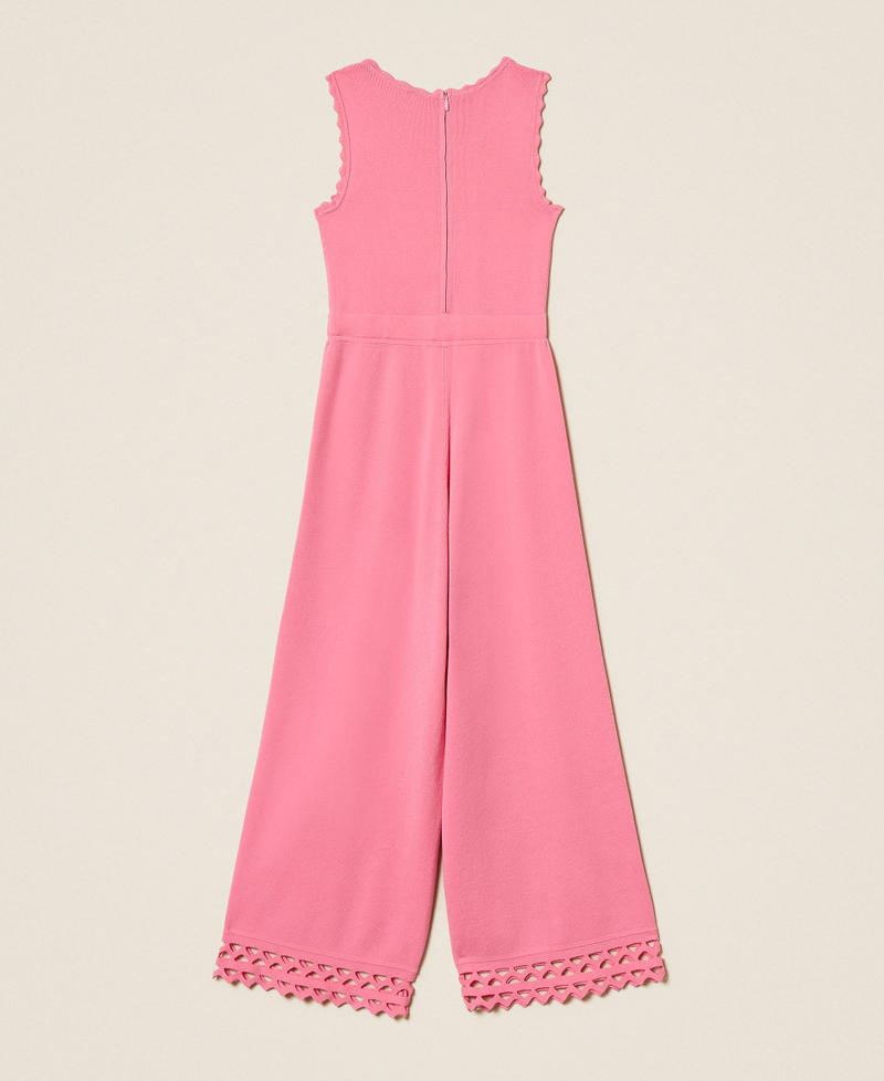 Openwork knit jumpsuit with zig-zag pattern "Sunrise" Pink Girl 261GJ3Q41_07207_S1