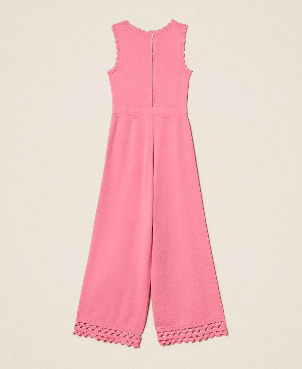 Combinaison en maille ajour&eacute;e avec motif zigzag Rose &laquo;&thinsp;Aurora Pink&thinsp;&raquo; Fille 261GJ3Q41_07207_S1