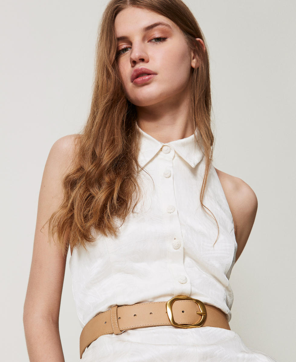 Cintur&oacute;n con hebilla delineada Beige &laquo;Rope&raquo; Mujer 251TA4120_12145_T0
