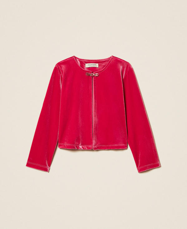 Girls' velvet shrug with Oval T