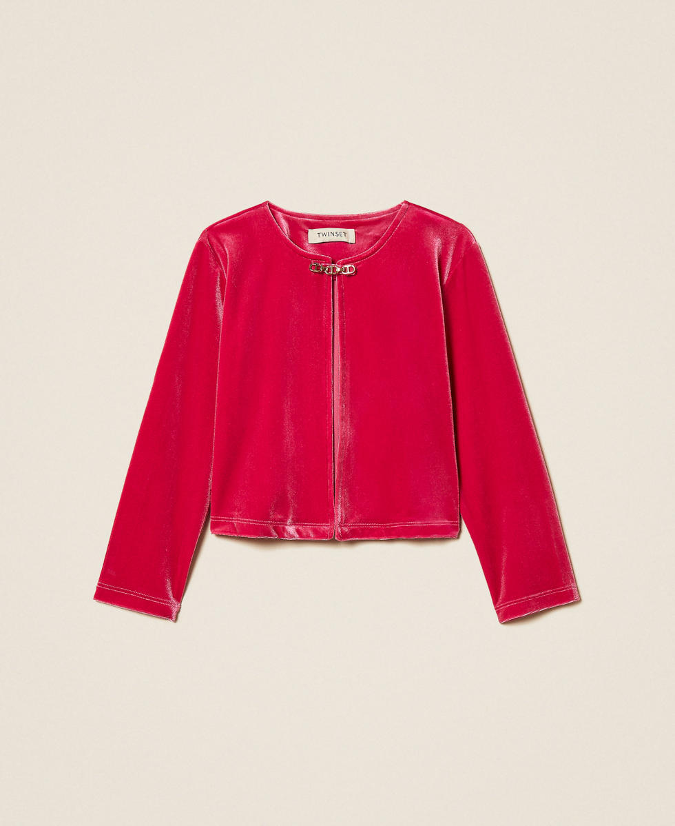 Girls' velvet shrug with Oval T