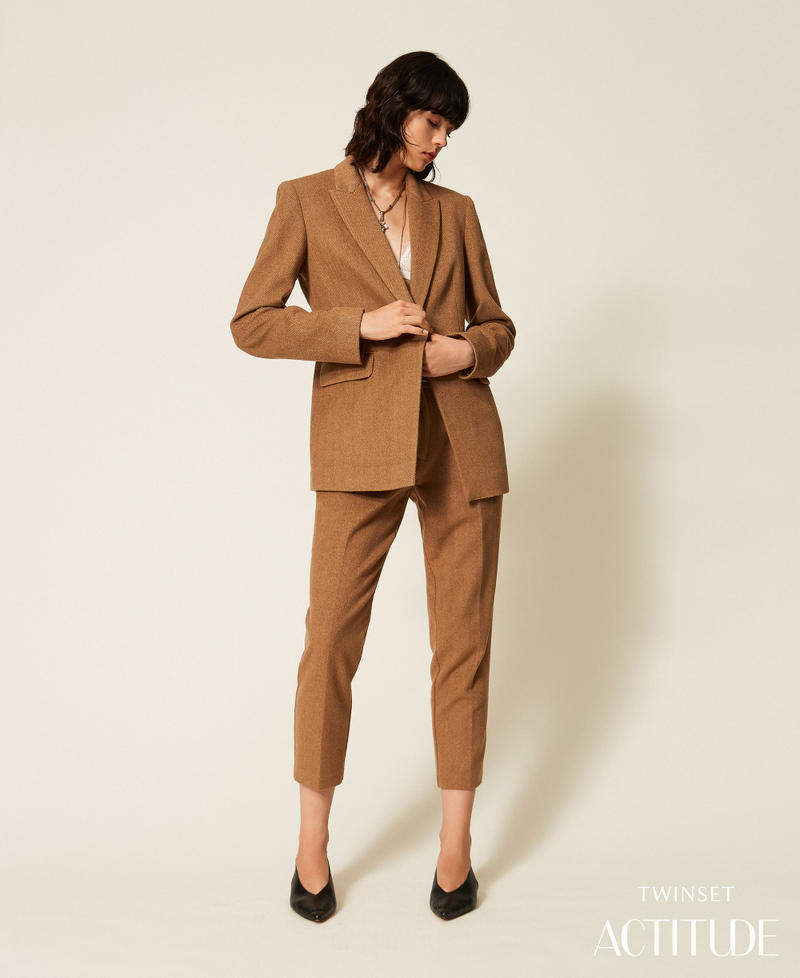 Pantaloni in misto lana chevron Toffee Herringbone Donna 262AT2261_14041_PA