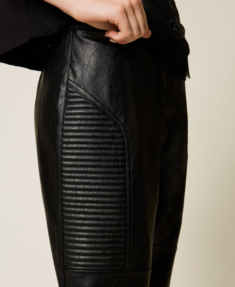 Faux leather biker trousers Black Woman 252AP2061_00006_04