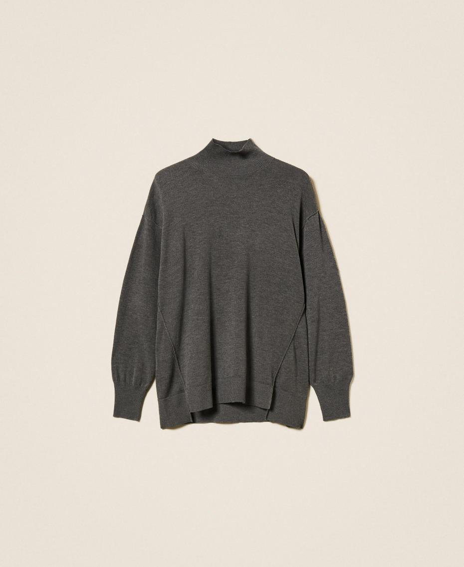 Oversized turtleneck jumper Medium Gray Mélange Woman 252AP3053_0082M_S0