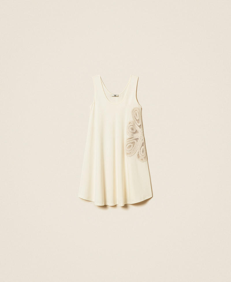 Maxi top with crochet detail Vanilla White Woman 261LM2NKK_00145_S0