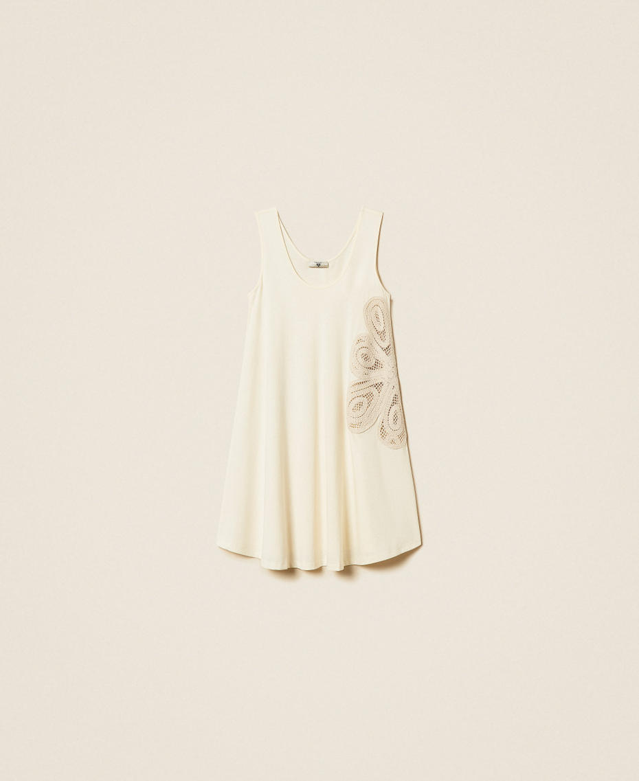 Maxi top with crochet detail Vanilla White Woman 261LM2NKK_00145_S0