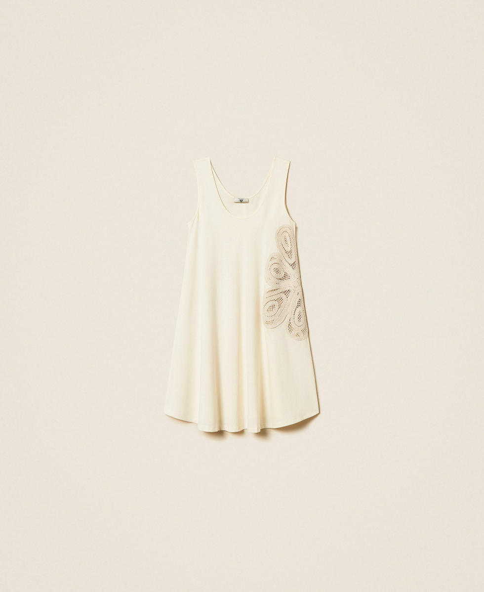 Maxi top con ricamo crochet Bianco Vaniglia Donna 261LM2NKK_00145_S0