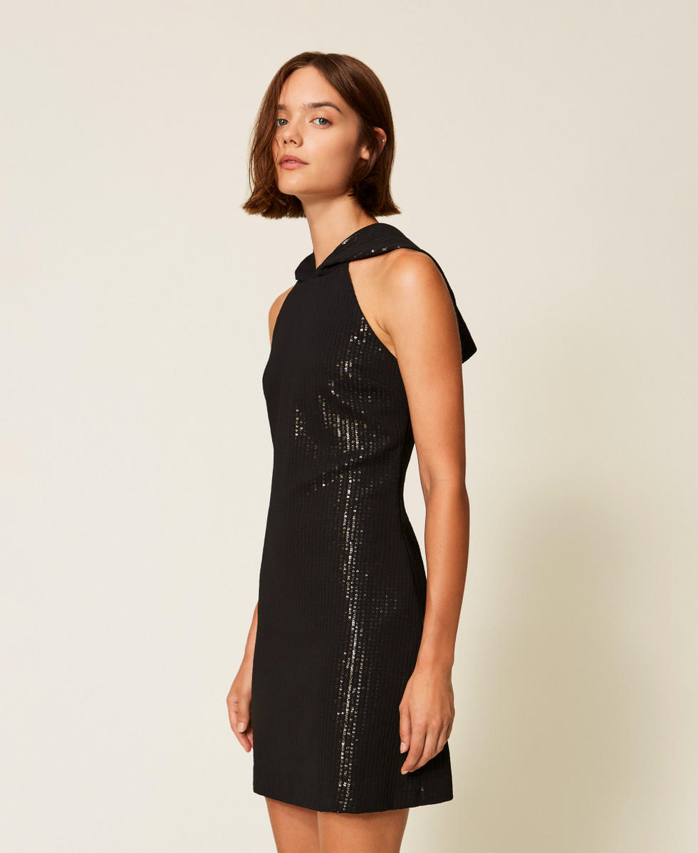 Short MYFO dress with sequins Black Woman 252AQ2151_00006_02