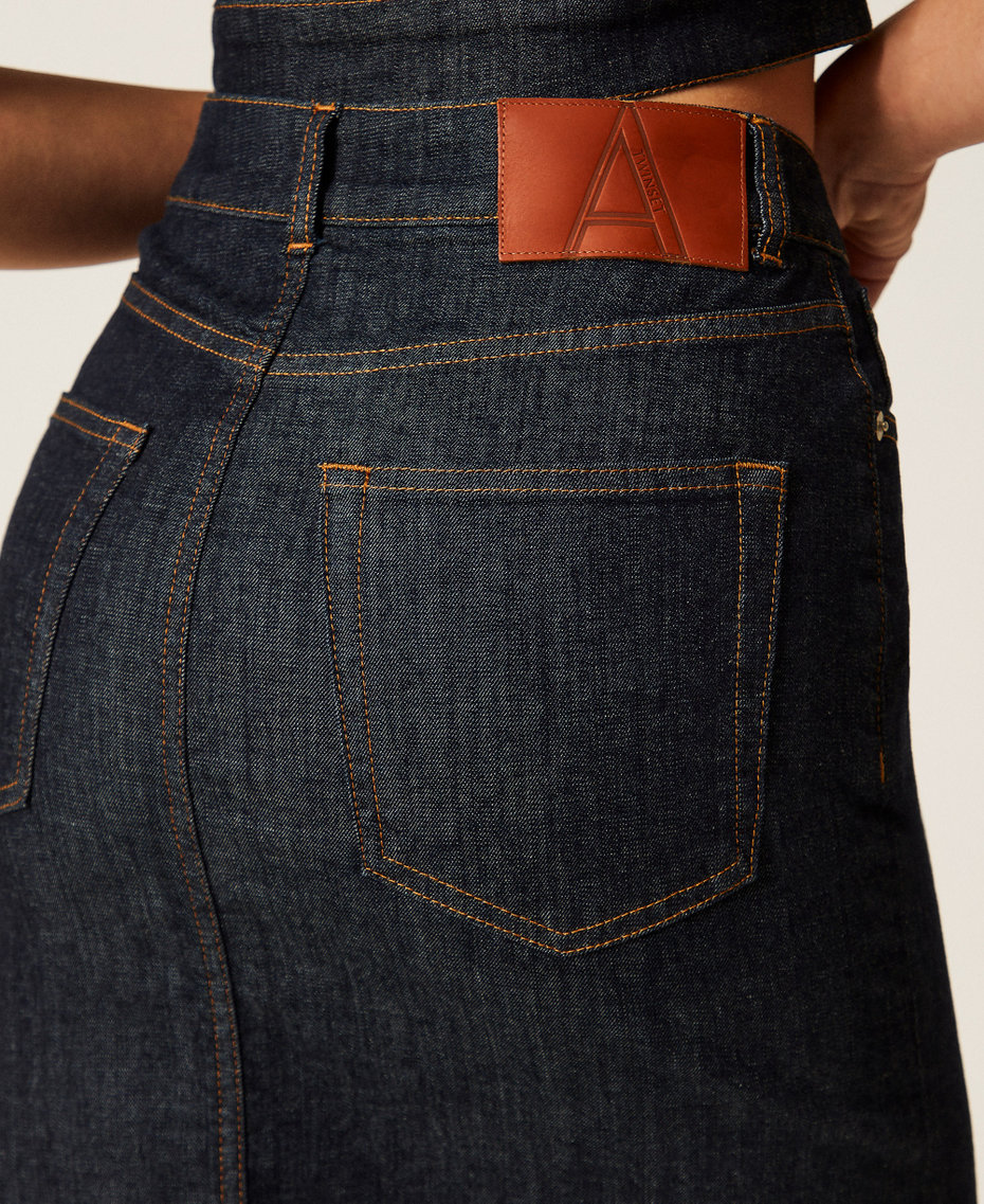 Denim midi skirt Rinsed Denim Woman 261AP2364_06295_03