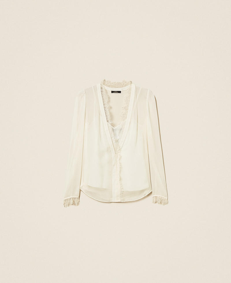 Georgette blouse with lace White Snow Woman 262AP2282_00282_S0