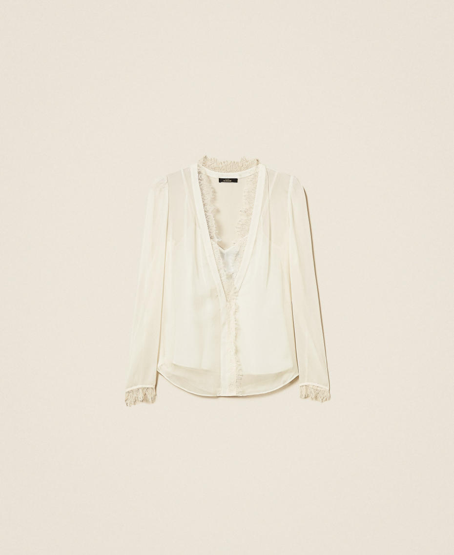 Georgette blouse with lace White Snow Woman 262AP2282_00282_S0