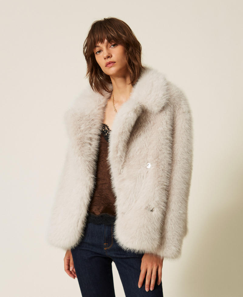 Short faux fur coat Soft Grey Woman 262AP2130_05710_01