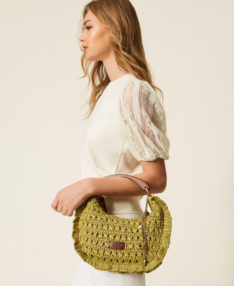 Crochet raffia Croissant bag