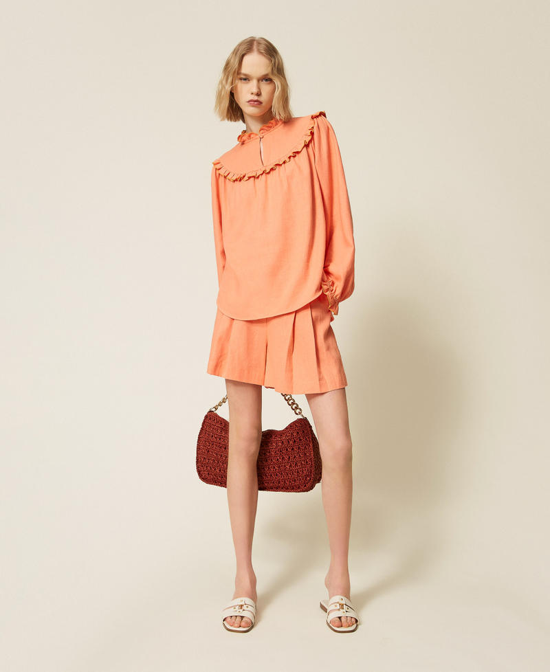 Linen blend shorts with pleats Peach Amber Woman 261TF2026_13417_T0