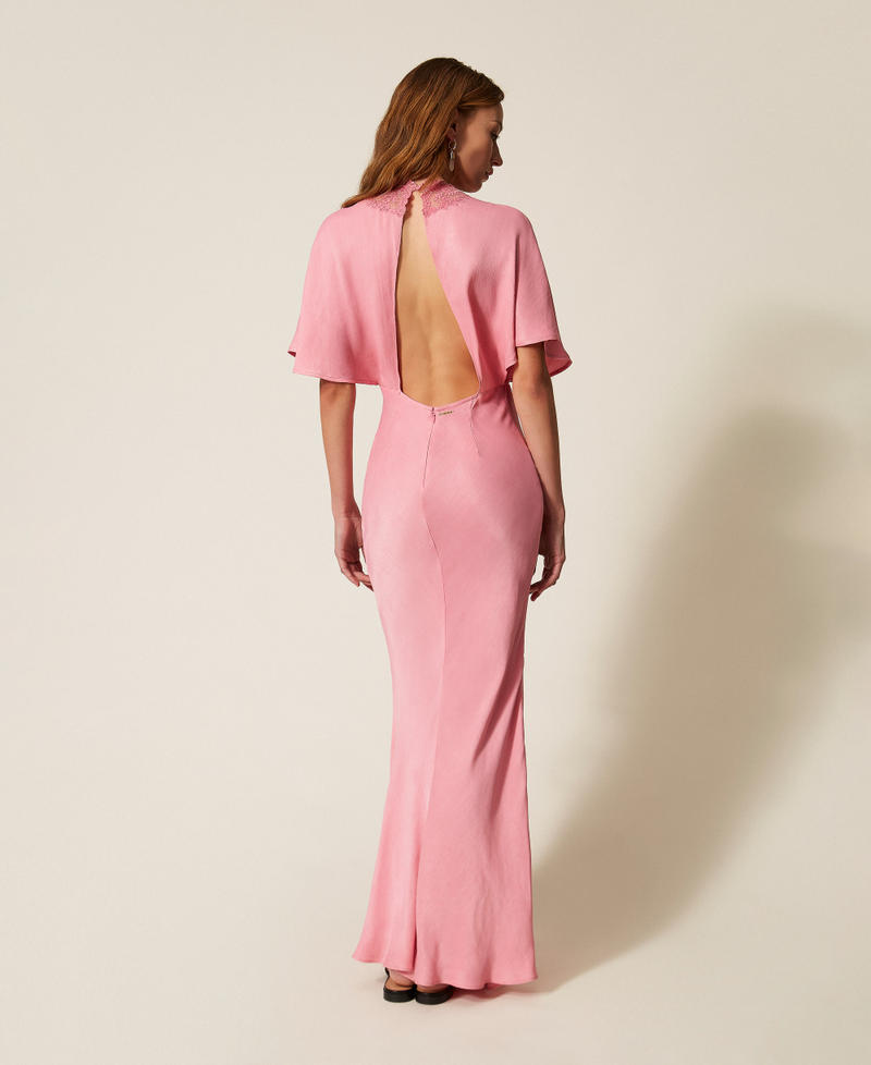 Abito lungo in envers satin con ricamo Cashmere Rose Donna 261TP212B_12631_03