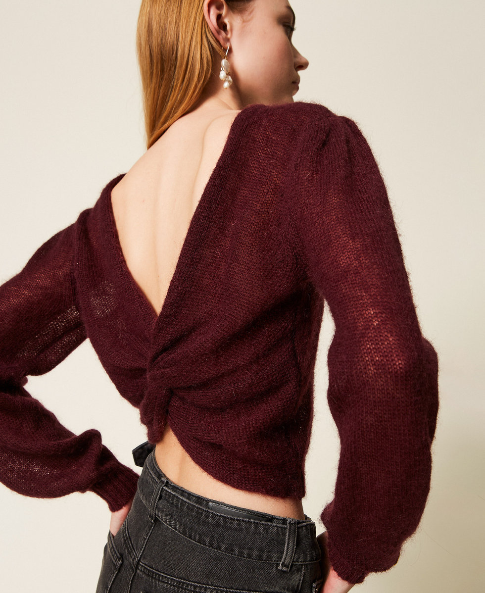 Schulterwärmer aus Gestrick aus Mohairmischung „Winetasting“-Violett Frau 252TP3525_05609_06