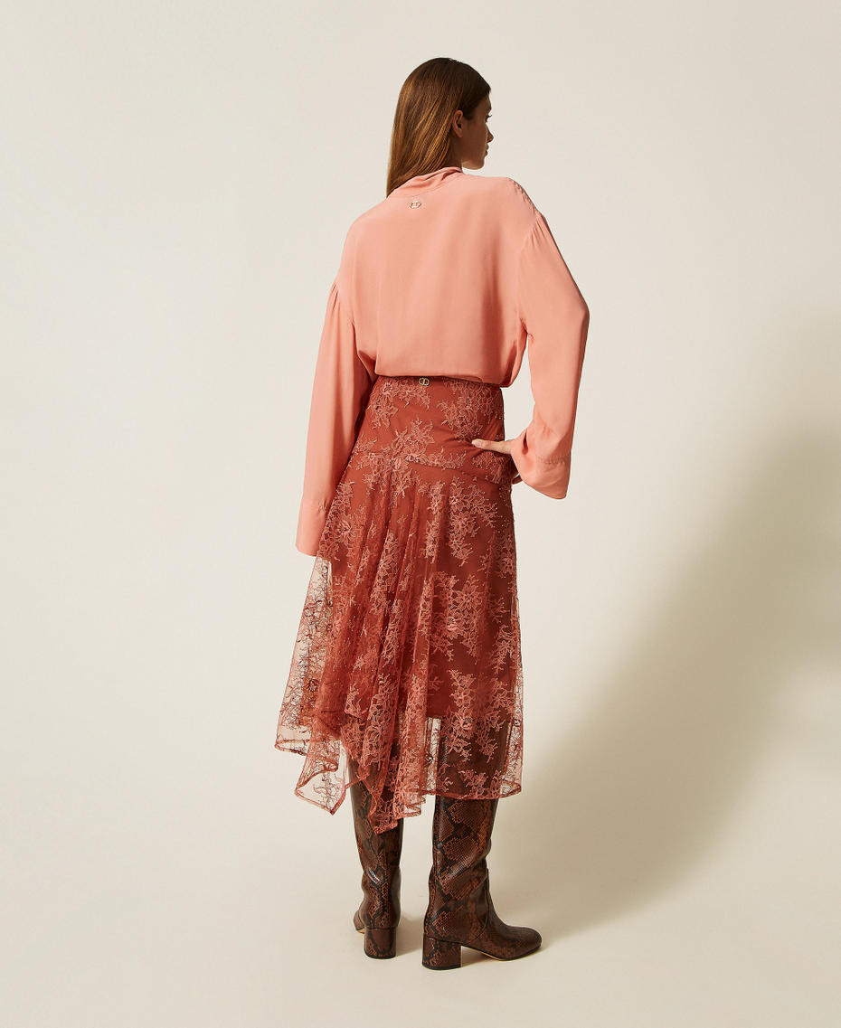 Long lace skirt Rust Brown Woman 252TF2112_12608_03