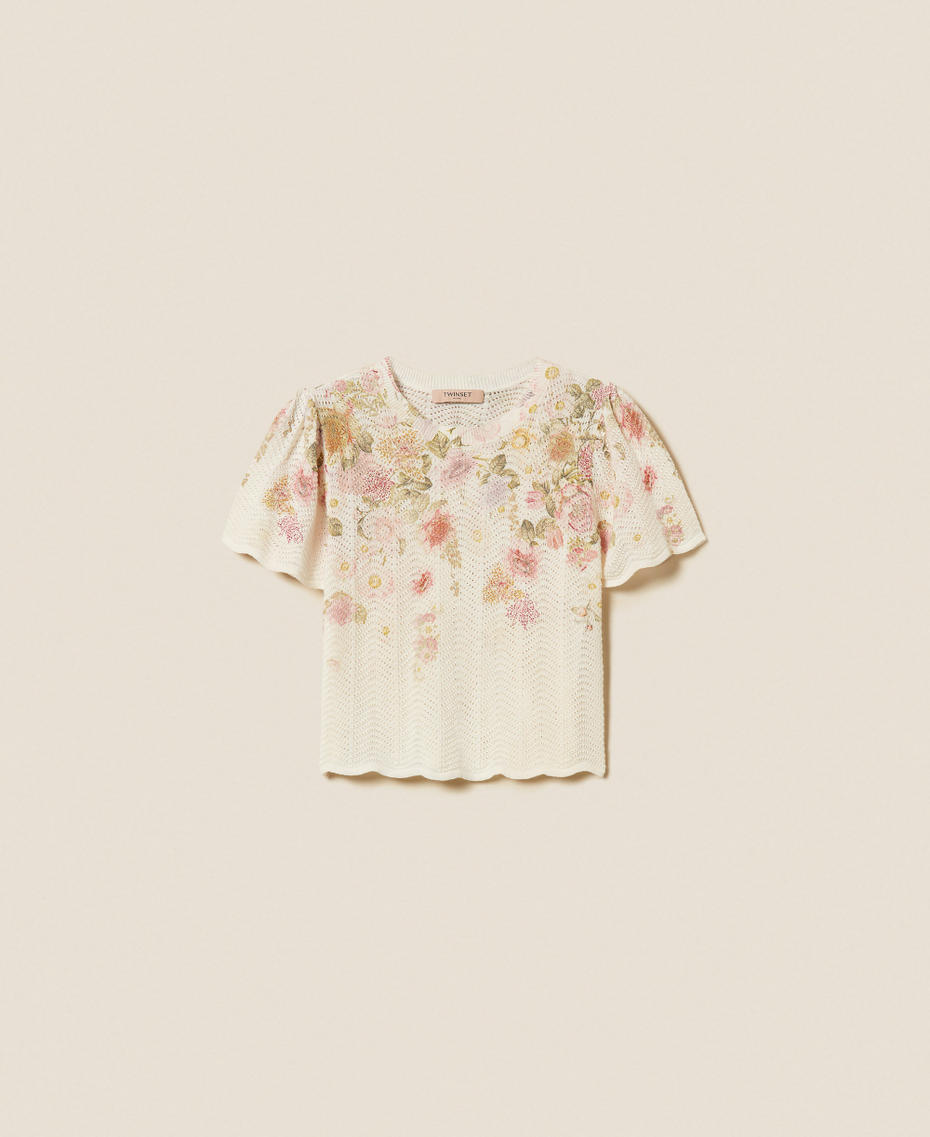 Pullover aus Leinenmischung mit Blumen Print Wildflowers Pastel Color Frau 261TT3221_13588_S0