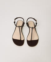 Flat thong sandals with rhinestones Chocolate Lab Woman 251TGT110_10780_04