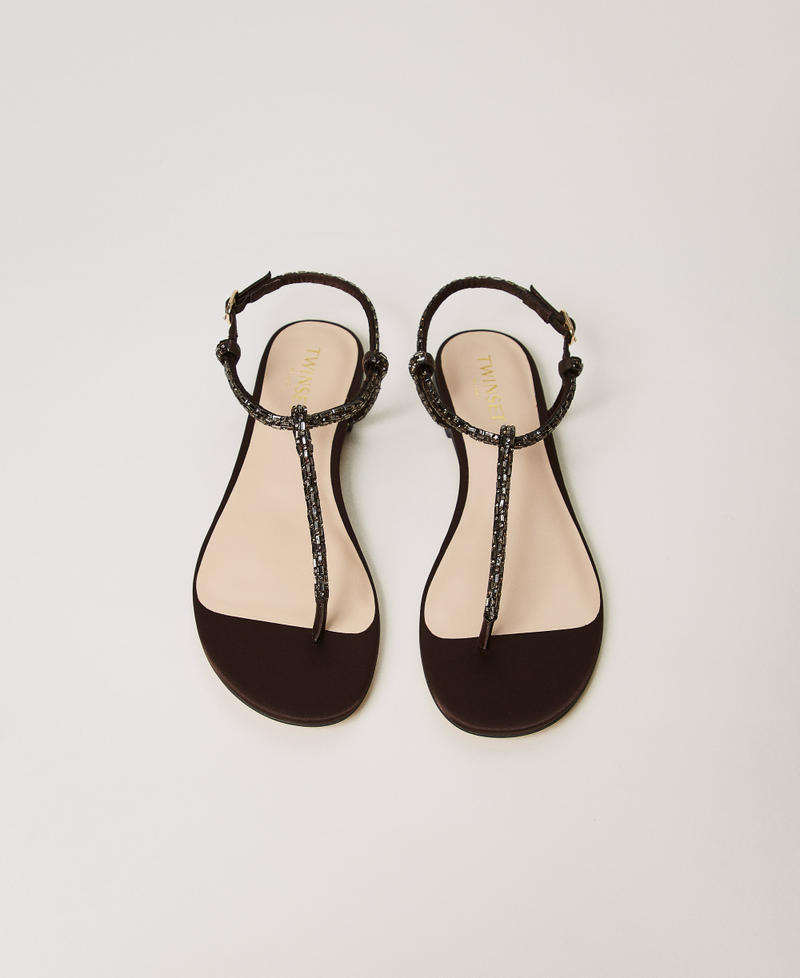 Flat thong sandals with rhinestones Chocolate Lab Woman 251TGT110_10780_04