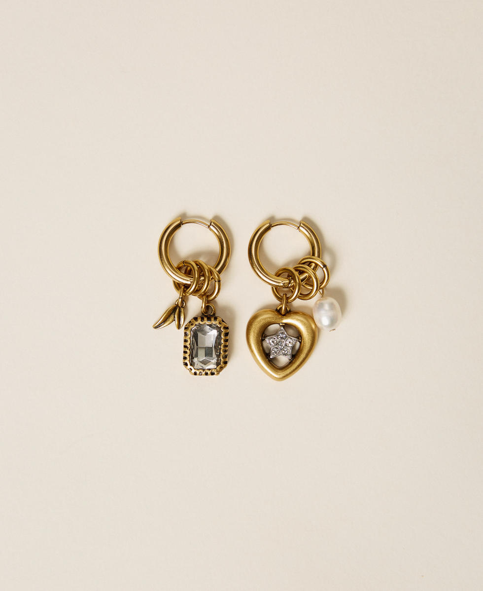 Hoop earrings with pendants Natural Old Gold Woman 262TO5391_13015_01
