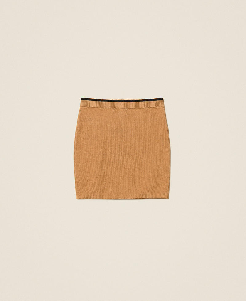 Short knit skirt with buttons  "Iced Coffee" Brown/Black Stripes Girl 262GJ3032_13772_S1