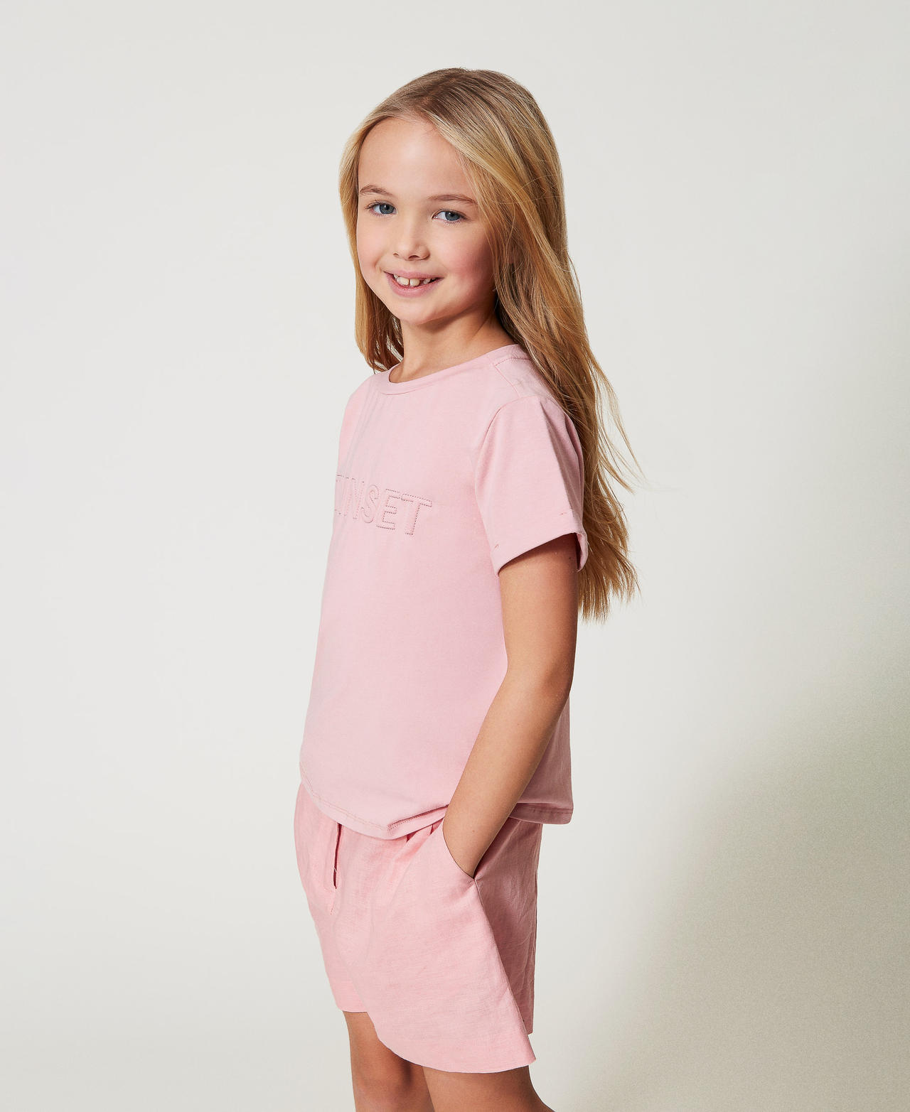 T-shirt with embossed logo Sweet Rose Girl 251GJ2534_00533_02