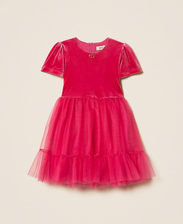 Girls' short velvet and tulle dress