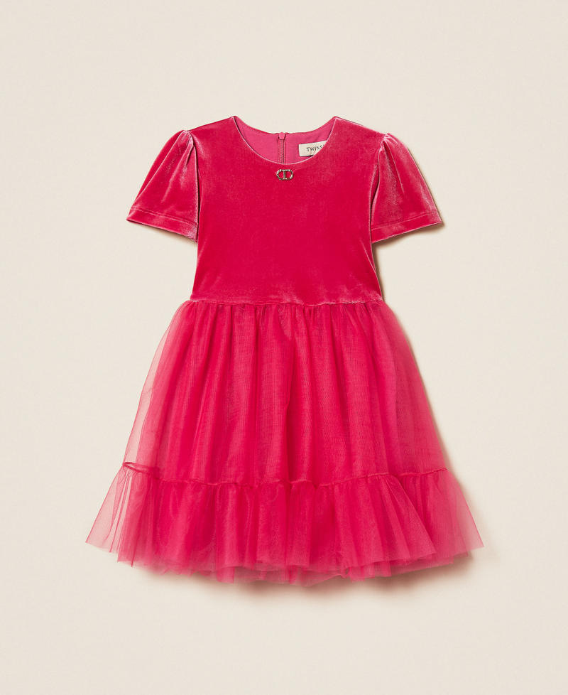 Girls' short velvet and tulle dress Candy Rose Girl 252GB2200_00338_S0
