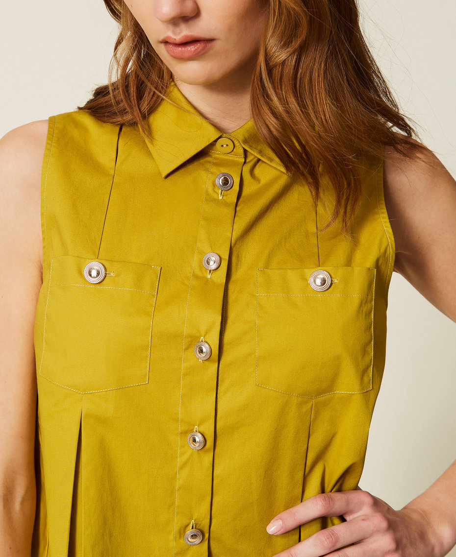 Poplin shirt with pockets Avocado Oil Green Woman 261TT2234_12117_04