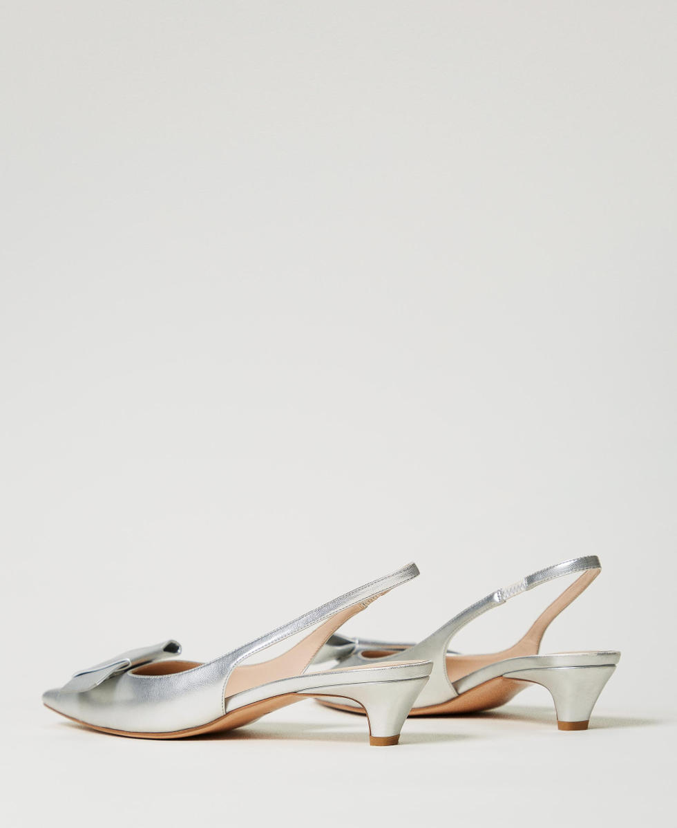 Slingback-Pumps mit Schleife Silber Frau 251TCP090_00995_03