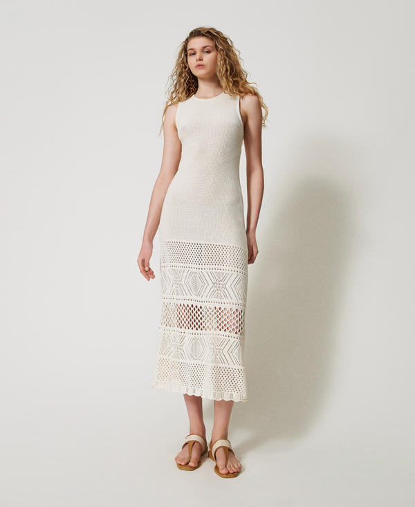 Long openwork knit dress
