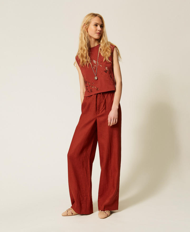 Camiseta con bordado suizo Brown &laquo;Henna&raquo; Mujer 261TT2050_13332_01