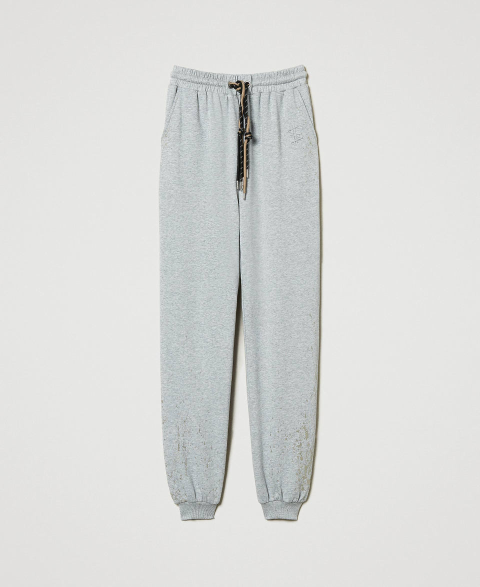 MYFO joggers with glitter print Melange Grey Woman 242AM2023_00082_0S
