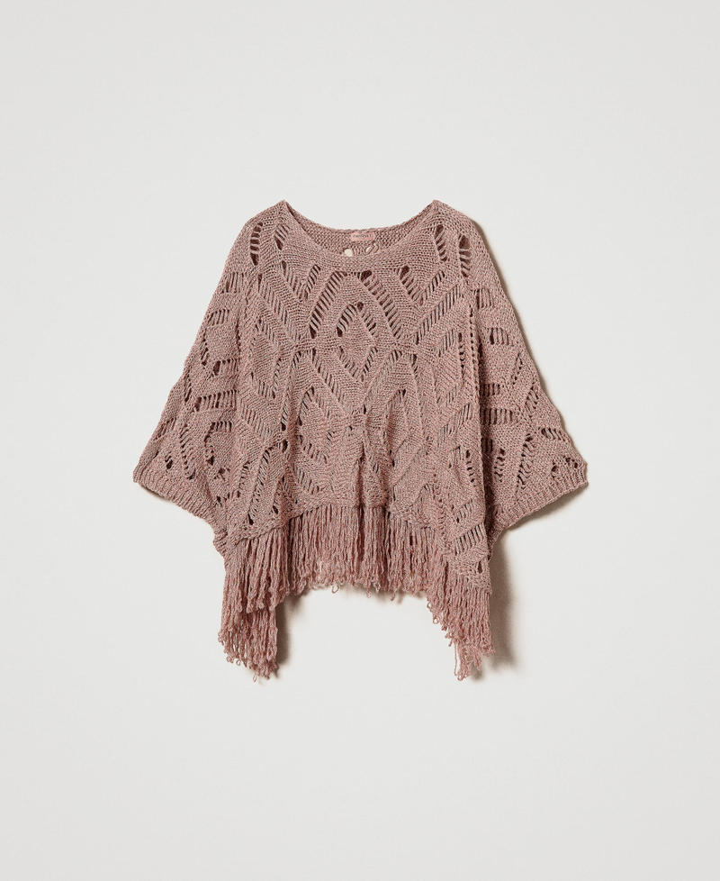 Openwork knit poncho with lurex Parisienne Pink Woman 251TA4350_00714_S0