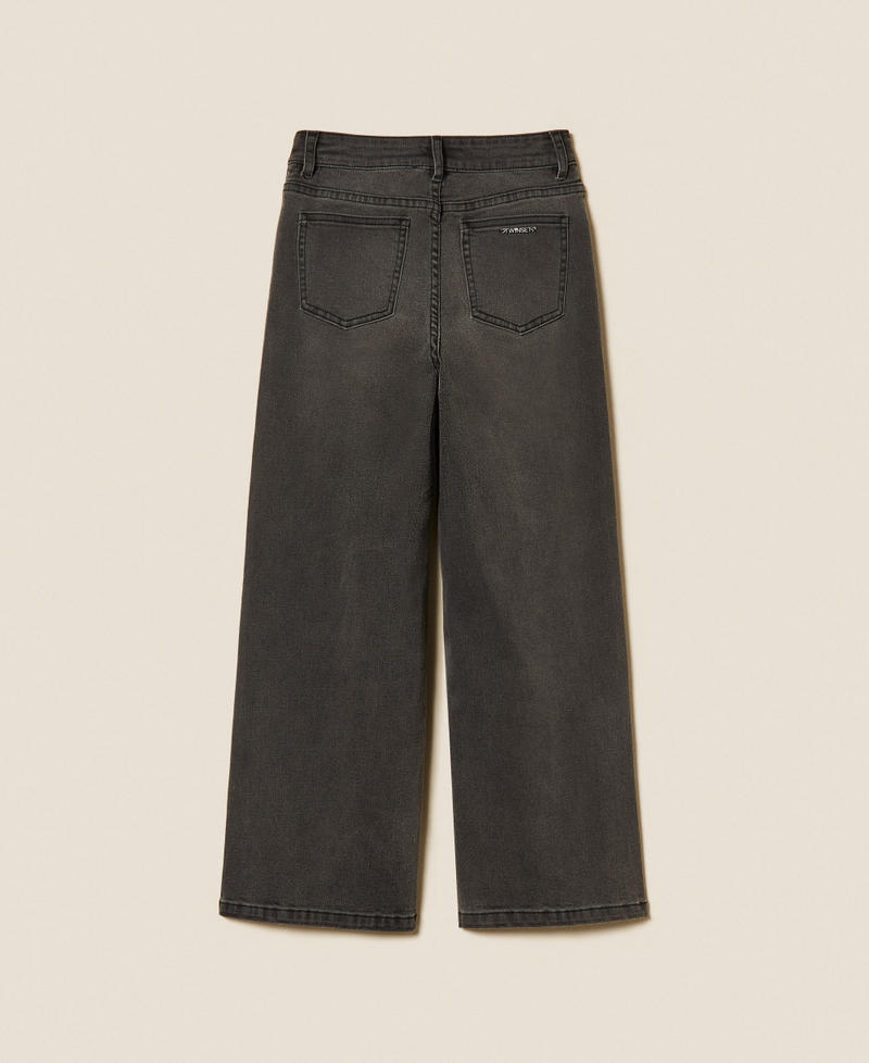 Black cropped jeans with five-pockets Washed Black Denim Girl 261GJ2260_12908_S1