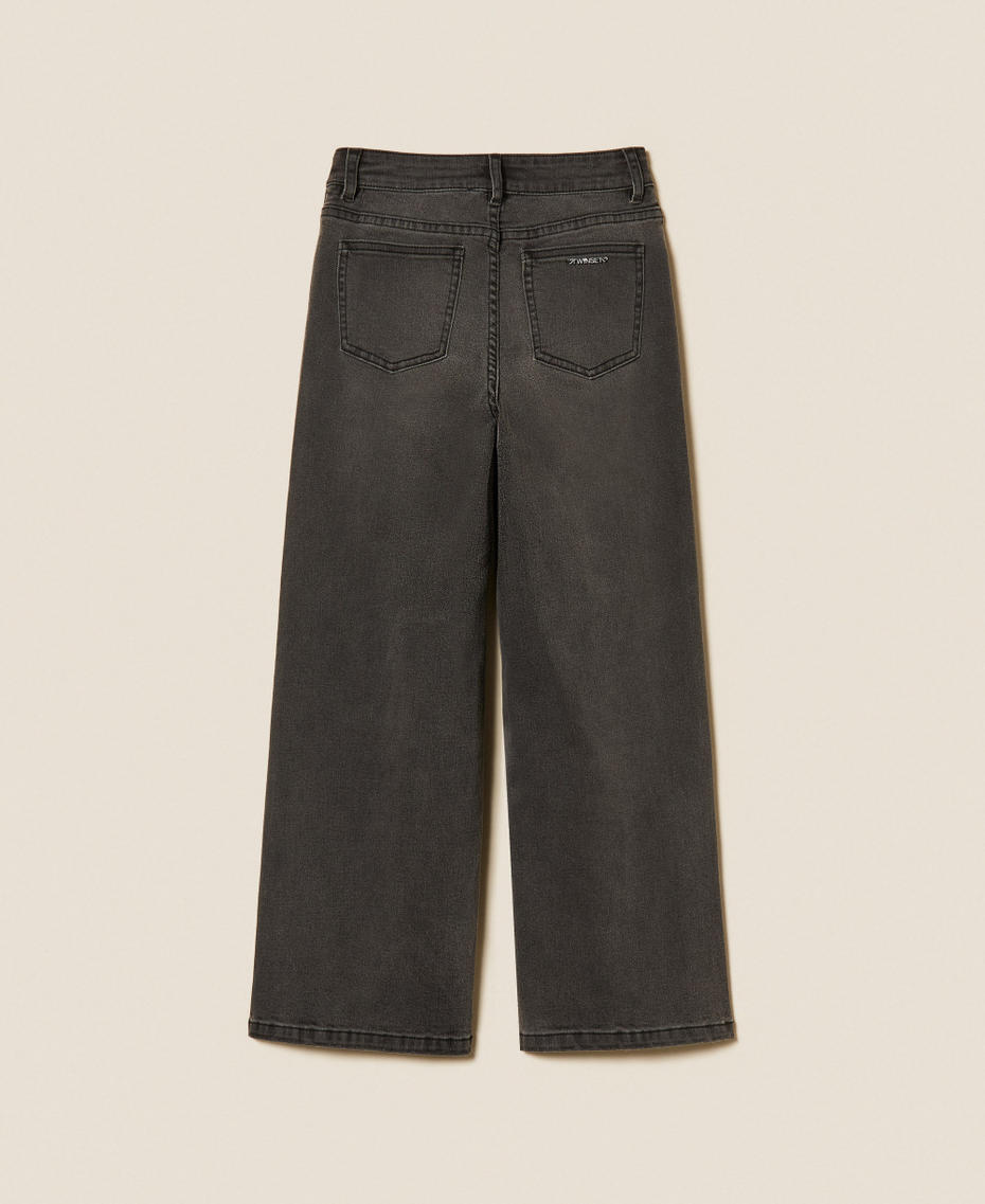 Black cropped jeans with five-pockets Washed Black Denim Girl 261GJ2260_12908_S1