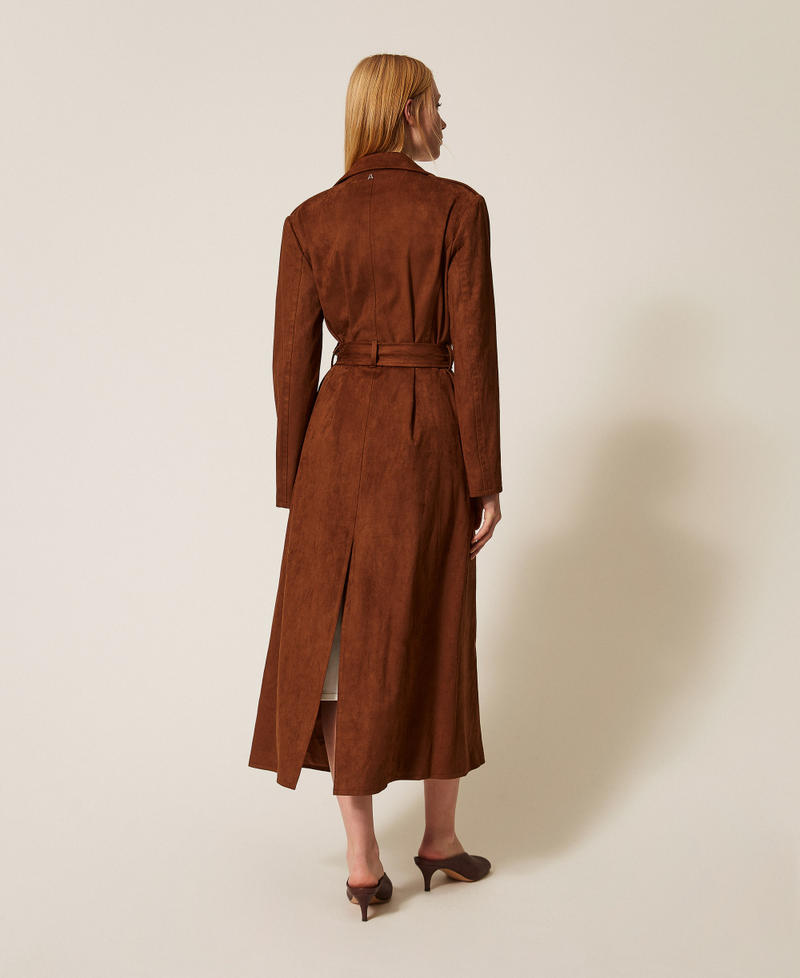 Gabardina de ante con cintur&oacute;n Chocolate Lab Mujer 261AP2330_10780_03