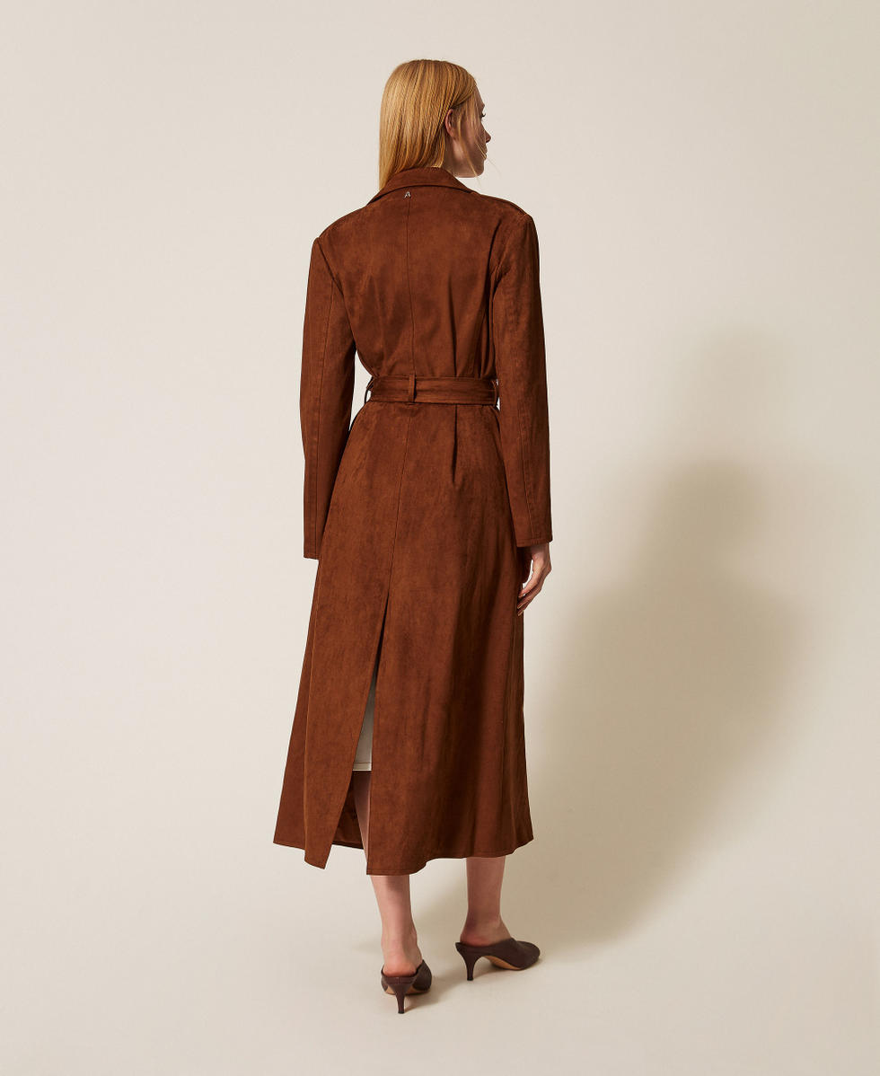 Suede trench coat with belt Chocolate Lab Woman 261AP2330_10780_03