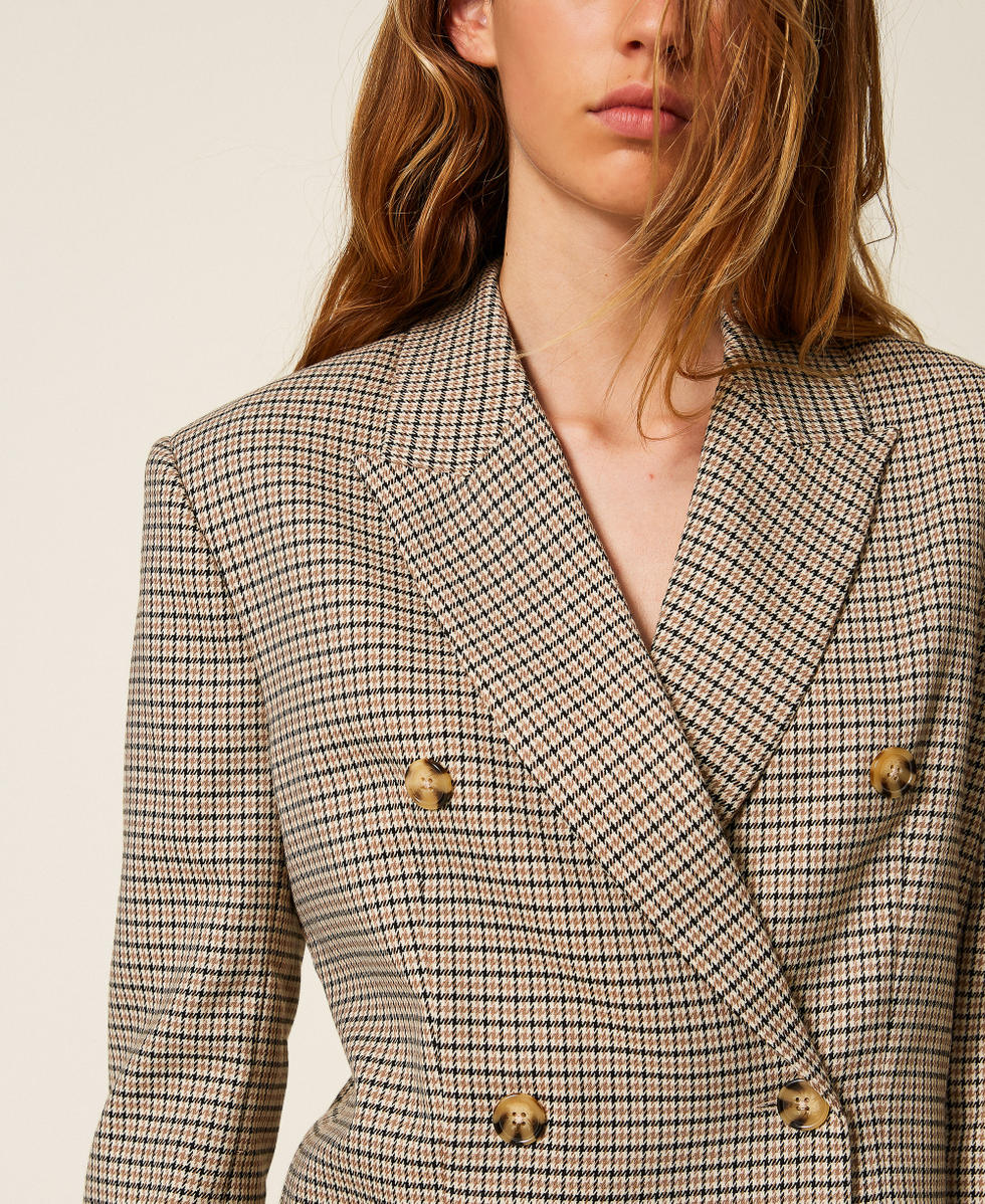 Houndstooth blazer Natural Houndstooth Woman 252AP2240_12667_04