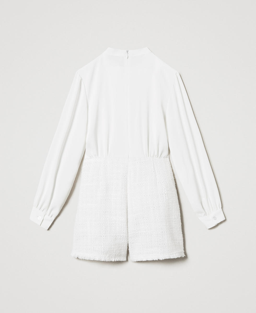Cr&ecirc;pe de Chine and boucl&eacute; jumpsuit